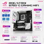ASUS ROG Strix B760-G Gaming WiFi S Micro-ATX Motherboard,  LGA 1700, 4x DDR5 7800+MT/s, PCIe 5.0, Dual M.2, WiFi 6E, 2.5GbE, USB-C 20Gbps and SupremeFX Audio, 14th / 13th / 12th Gen - Image 3
