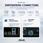 ASUS B860M-BRO Micro-ATX Motherboard, Intel LGA 1851, 2x DDR5 128GB 8800+MT/s OC, PCIe 5.0 M.2, 2.5Gb Ethernet, HDMI, VGA, USB 10Gbps , Front USB-C, Supports Core Ultra Processors (Series 2) - Image 9