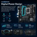 ASUS B860M-BRO Micro-ATX Motherboard, Intel LGA 1851, 2x DDR5 128GB 8800+MT/s OC, PCIe 5.0 M.2, 2.5Gb Ethernet, HDMI, VGA, USB 10Gbps , Front USB-C, Supports Core Ultra Processors (Series 2) - Image 7