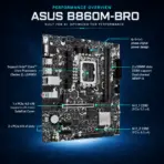 ASUS B860M-BRO Micro-ATX Motherboard, Intel LGA 1851, 2x DDR5 128GB 8800+MT/s OC, PCIe 5.0 M.2, 2.5Gb Ethernet, HDMI, VGA, USB 10Gbps , Front USB-C, Supports Core Ultra Processors (Series 2) - Image 3