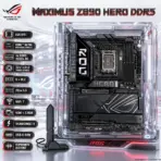 ASUS ROG Maximus Z890 Hero ATX Motherboard, LGA1851, 4x DDR5 9200+ MT/s OC, 22+1+2+2 Power Stages, 6 M.2, PCIe 5.0, WiFi 7, 5GbE + 2.5GbE, Thunderbolt 4, SupremeFX Audio, USB 20Gbps