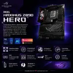 ASUS ROG Maximus Z890 Hero ATX Motherboard, LGA1851, 4x DDR5 9200+ MT/s OC, 22+1+2+2 Power Stages, 6 M.2, PCIe 5.0, WiFi 7, 5GbE + 2.5GbE, Thunderbolt 4, SupremeFX Audio, USB 20Gbps - Image 2