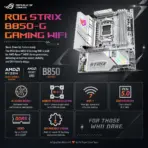 ASUS ROG Strix B850-G Gaming WiFi mATX Motherboard, AM5, 4x DDR5 8000+ MT/s OC, 14+2+1 80A Power Stages, PCIe 5.0, 4 M.2, WiFi 7, 2.5GbE, USB-C 20Gbps, for 9000 & 8000 & 7000 Ryzen Series  - Image 2