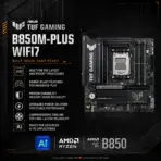 ASUS TUF Gaming B850M-Plus WiFi7 mATX Motherboard, AM5, DDR5 8000+ MT/s OC, 14+2+1 80A Power Stages, PCIe 5.0 x16, 3 M.2, WiFi 7, 2.5GbE, USB-C 20Gbps, for 9000 & 8000 & 7000 Ryzen Series - Image 2
