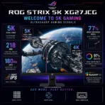 ASUS ROG Strix 5K XG27JCG 27-Inch Fast IPS Gaming Monitor, 5K 180Hz OC or QHD 330Hz Dual Mode, 0.3ms GtG, DisplayHDR 600, G-SYNC Compatible, FreeSync Premium Pro, 4-Way Adjustable Stand  - Image 7