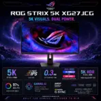 ASUS ROG Strix 5K XG27JCG 27-Inch Fast IPS Gaming Monitor, 5K 180Hz OC or QHD 330Hz Dual Mode, 0.3ms GtG, DisplayHDR 600, G-SYNC Compatible, FreeSync Premium Pro, 4-Way Adjustable Stand  - Image 2