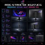 ASUS ROG Strix 5K XG27JCG 27-Inch Fast IPS Gaming Monitor, 5K 180Hz OC or QHD 330Hz Dual Mode, 0.3ms GtG, DisplayHDR 600, G-SYNC Compatible, FreeSync Premium Pro, 4-Way Adjustable Stand  - Image 10