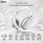 HOCO W65 Wireless Over-Ear ANC Headphones, Bluetooth 5.4 JL7006F8, 45-Hour Battery, TF Card, AUX, Type-C Charging & Interchangeable Fabric Ear Cushions, White