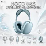 HOCO W65 Wireless Over-Ear Headphones, Bluetooth 5.4 JL7006F8, 45-Hour Battery, TF Card, AUX, Type-C Charging & Interchangeable Fabric Ear Cushions, Aqua Blue