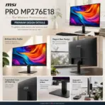 MSI PRO MP276E18 27-Inch FHD 180Hz IPS Business Monitor, 1ms MPRT, HDR Ready, Adaptive-Sync, EyesErgo, HDMI 2.0b, VGA, 108.58% sRGB, Tilt Adjustment, VESA 100 × 100mm - Image 4