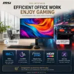 MSI PRO MP276E18 27-Inch FHD 180Hz IPS Business Monitor, 1ms MPRT, HDR Ready, Adaptive-Sync, EyesErgo, HDMI 2.0b, VGA, 108.58% sRGB, Tilt Adjustment, VESA 100 × 100mm - Image 3