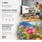 MSI PRO MP246E18 24-Inch FHD 180Hz IPS Business Monitor, 1ms MPRT, HDR Ready, Adaptive-Sync, HDMI 2.0b, 108.58% sRGB, Tilt Adjustment, VESA 100 × 100mm - Image 7
