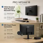MSI PRO MP246E18 24-Inch FHD 180Hz IPS Business Monitor, 1ms MPRT, HDR Ready, Adaptive-Sync, HDMI 2.0b, 108.58% sRGB, Tilt Adjustment, VESA 100 × 100mm - Image 9