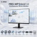 MSI PRO MP246E18 24-Inch FHD 180Hz IPS Business Monitor, 1ms MPRT, HDR Ready, Adaptive-Sync, HDMI 2.0b, 108.58% sRGB, Tilt Adjustment, VESA 100 × 100mm