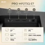MSI PRO MP273Q E7 27-Inch WQHD 75Hz IPS Business Monitor, HDR Ready, Adaptive-Sync, EyesErgo, 2x HDMI 2.0, DisplayPort 1.2a, VESA Mount & MSI Power Link - Image 9
