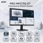 MSI PRO MP273Q E7 27-Inch WQHD 75Hz IPS Business Monitor, HDR Ready, Adaptive-Sync, EyesErgo, 2x HDMI 2.0, DisplayPort 1.2a, VESA Mount & MSI Power Link