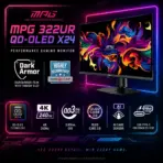 MSI MPG 322UR QD-OLED X24 31.5-Inch 4K 240Hz QD-OLED Gaming Monitor, 0.03ms, ClearMR 13000, DisplayHDR True Black 500, DarkArmor Film, G-SYNC, AMD FreeSync Premium Pro & KVM - Image 2