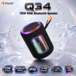 KISONLI Q34 15W Portable RGB Bluetooth Speaker With 2400mAh Battery, IPX6 Protection, FM, USB, TF, AUX, TWS, Type-C Charging and Hands-Free Calls