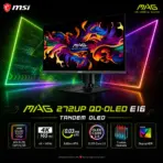 MSI MAG 272UP QD-OLED E16 26.5-Inch 4K 165Hz QD-OLED Gaming Monitor, 0.03ms, ClearMR 9000, True Black 400, G-SYNC, FreeSync Premium Pro, HDMI 2.1 & USB-C - Image 2