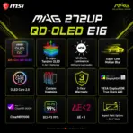 MSI MAG 272UP QD-OLED E16 26.5-Inch 4K 165Hz QD-OLED Gaming Monitor, 0.03ms, ClearMR 9000, True Black 400, G-SYNC, FreeSync Premium Pro, HDMI 2.1 & USB-C - Image 4