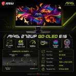 MSI MAG 272UP QD-OLED E16 26.5-Inch 4K 165Hz QD-OLED Gaming Monitor, 0.03ms, ClearMR 9000, True Black 400, G-SYNC, FreeSync Premium Pro, HDMI 2.1 & USB-C - Image 13