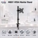 SEVILO HARDWARE  Single Monitor Desk Mount Stand for 17–27 Inch Displays, 10kg Load, 180° Swivel, 360° Pivot, VESA 50×50–100×100mm | M601