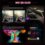 MSI MPG 271QR QD-OLED X50 26.5-Inch WQHD QD-OLED Gaming Monitor, 500Hz, 0.03ms GtG, DisplayPort 2.1a, HDMI 2.1, USB-C 98W, OLED Care 3.0, G-SYNC Compatible, 4-Way Adjustable Stand - Image 11