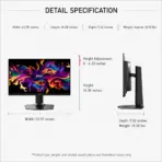 MSI MPG 271QR QD-OLED X50 26.5-Inch WQHD QD-OLED Gaming Monitor, 500Hz, 0.03ms GtG, DisplayPort 2.1a, HDMI 2.1, USB-C 98W, OLED Care 3.0, G-SYNC Compatible, 4-Way Adjustable Stand - Image 13