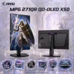 MSI MPG 271QR QD-OLED X50 26.5-Inch WQHD QD-OLED Gaming Monitor, 500Hz, 0.03ms GtG, DisplayPort 2.1a, HDMI 2.1, USB-C 98W, OLED Care 3.0, G-SYNC Compatible, 4-Way Adjustable Stand