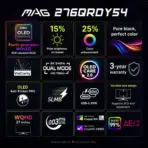MSI MAG 276QRDY54 26.5-Inch WQHD WOLED Gaming Monitor, 720Hz /540Hz Dual Mode, 0.02ms, DisplayHDR True Black 500, 1500-Nit Peak, USB-C 65W, KVM, 4-Way Adjustable - Image 3