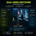 MSI MAG 276QRDY54 26.5-Inch WQHD WOLED Gaming Monitor, 720Hz /540Hz Dual Mode, 0.02ms, DisplayHDR True Black 500, 1500-Nit Peak, USB-C 65W, KVM, 4-Way Adjustable - Image 7