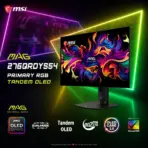 MSI MAG 276QRDY54 26.5-Inch WQHD WOLED Gaming Monitor, 720Hz /540Hz Dual Mode, 0.02ms, DisplayHDR True Black 500, 1500-Nit Peak, USB-C 65W, KVM, 4-Way Adjustable - Image 2