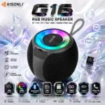 KISONLI G16 RGB Portable Speaker, 8W Bluetooth Audio, FM, TF, TWS, Hands-Free Call, Type-C Charging, 1800mAh Battery, Black