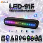 KISONLI LED-915 RGB Soundbar Speaker, Bluetooth 5.0 + EDR, 10W Stereo Output, AUX / USB / TF / FM, 1200mAh Battery, Hands-Free Calls