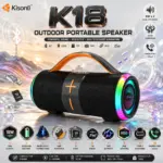 KISONLI K18 Outdoor Bluetooth Speaker, 16W Output, 3600mAh Battery, RGB, BT / USB / TF / FM / TWS, Hands-Free Calls, Type-C Charging