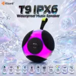 KISONLI T9 IPX6 Waterproof Bluetooth Speaker, 10W Output, 1800mAh Battery, BT 5.0, USB / TF / FM / TWS / RGB, Type-C Charging, Black