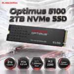 SanDisk Optimus 5100 2TB NVMe SSD, PCIe 4.0 x4, M.2 2280, Up To 7,100MB/s Read, Power-Efficient, Without Heatsink – SDSP51200TAN-000G1