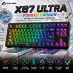 ATTACK SHARK X87 ULTRA Forged Carbon Tri-Mode 8K Wireless Mechanical Keyboard – 10,000mAh Battery, Hot-Swap Gasket Build, Dot-Matrix Screen & RGB