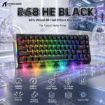 ATTACK SHARK R68 HE Black 66-Key 8K Hall Effect Keyboard – 0.005mm Rapid Trigger, 0.08ms Latency, Snap Tap, Hot-Swap Magnetic Switches, PBT Keycaps & RGB-BLACK