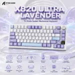 Attack Shark X820 Ultra Lavender Star White 75% Tri-Mode Gasket Mechanical Keyboard With TFT Display, CNC Knob, 4000mAh Battery, Hot-Swap RGB & QMK Support- LAVENDER- shark switch