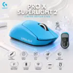 Logitech G PRO X SUPERLIGHT 2 Limited Edition Cyan Wireless Gaming Mouse – 60g, HERO 2 44K DPI, 8kHz LIGHTSPEED, LIGHTFORCE Switches, 95-Hour Battery, USB-C Charging & PTFE Feet