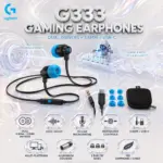 Logitech G333 Gaming Earphones – Dual 5.8mm + 9.2mm Drivers, In-Line Mic & Controls, 3.5mm + USB-C, Aluminium Housing, Multi-Platform Compatibility | BLACK 