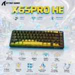 Attack Shark X65PRO HE 60% Magnetic Gaming Keyboard – 66 Keys, 0.01mm RT, ( 8KHz Wired or Tri-Mode Wireless) , 3000mAh, PBT Keycaps, RGB, Hot-Swap, CNC Knob, PC/Mac Support | Yellow 