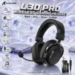 Attack Shark L30 PRO Black Wireless Gaming Headset – 20ms 2.4GHz, Bluetooth & 3.5mm, 50mm Drivers, 7.1 Surround, 1100mAh Battery, Dual Mics and Aluminum Frame