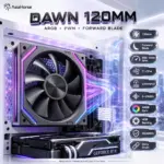 AsiaHorse DAWN 120mm ARGB PWM Case Fan, Reverse Blade, 900–1850 RPM, 71 CFM, 2.6mmH₂O, HDB Bearing, Modular Daisy Chain, 29dBA Max, 1-Pack | BLACK