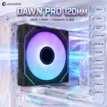 ASIAHORSE DAWN PRO ARGB 120mm Case Fan, 1-Pack Reverse Blade, 4-Pin PWM, 800–2000 RPM, 68.5 CFM, 2.05mmH2O, 6–30 dB(A), Hydraulic Bearing | BLACK