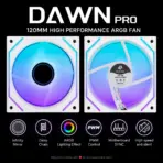 ASIAHORSE DAWN PRO ARGB 120mm Case Fan, 1-Pack Reverse Blade, 4-Pin PWM, 800–2000 RPM, 68.5 CFM, 2.05mmH2O, ARGB Sync, 40,000-Hour Life | WHITE - Image 2