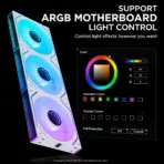 ASIAHORSE DAWN PRO ARGB 120mm Case Fan, 1-Pack Reverse Blade, 4-Pin PWM, 800–2000 RPM, 68.5 CFM, 2.05mmH2O, ARGB Sync, 40,000-Hour Life | WHITE - Image 6