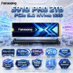 fanxiang S910 Pro 2TB PCIe 5.0 ×4 NVMe M.2 SSD, 14,000MB/s Read, 10,000MB/s Write, DRAM Cache, 3D TLC NAND, Dynamic SLC Cache & 1400TBW | X004R91249