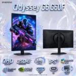 Samsung Odyssey G6 G60F 27″ QHD Gaming Monitor – IPS, 350Hz, 1ms GTG, DisplayHDR 400, FreeSync Premium, G-SYNC Compatible, HDMI 2.1 & DP 1.4, 4-Way Adjustable Stand  | LS27FG606EUXXU